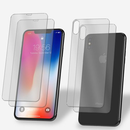 2x Panzerfolie für iPhone X / XS Vorder + Rückseite Schutzglas 9H Hartglas Klar