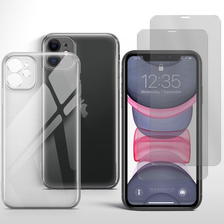 Handyhülle für iPhone 11 Schutz Case mit Kameraschutz 2x Panzerfolie Glas 9H