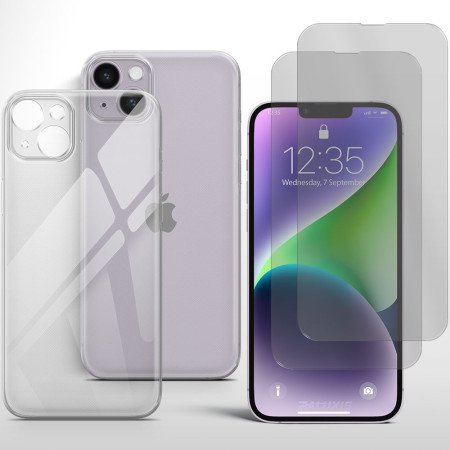 Schutzcase für iPhone 14 Handy Hülle mit Kameraschutz 2x Panzerfolie Glas 9H