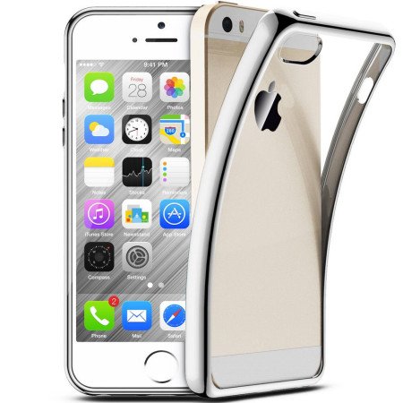 Handy Schutzhülle für iPhone 5S Schuzt Case Cover Schutz Hülle Chrom Silber