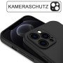 Schutzülle für iPhone 15 14 13 12 Mini Pro Max Kameraschutz Silikon Case Schwarz