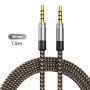 Universelles Aux-Kabel 1,5m: 3,5mm Audio, Nylon geflochten