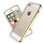 Handy Schutzhülle + Panzerfolie 9H Glas für iPhone 5 Silikon Hülle Chrom Gold